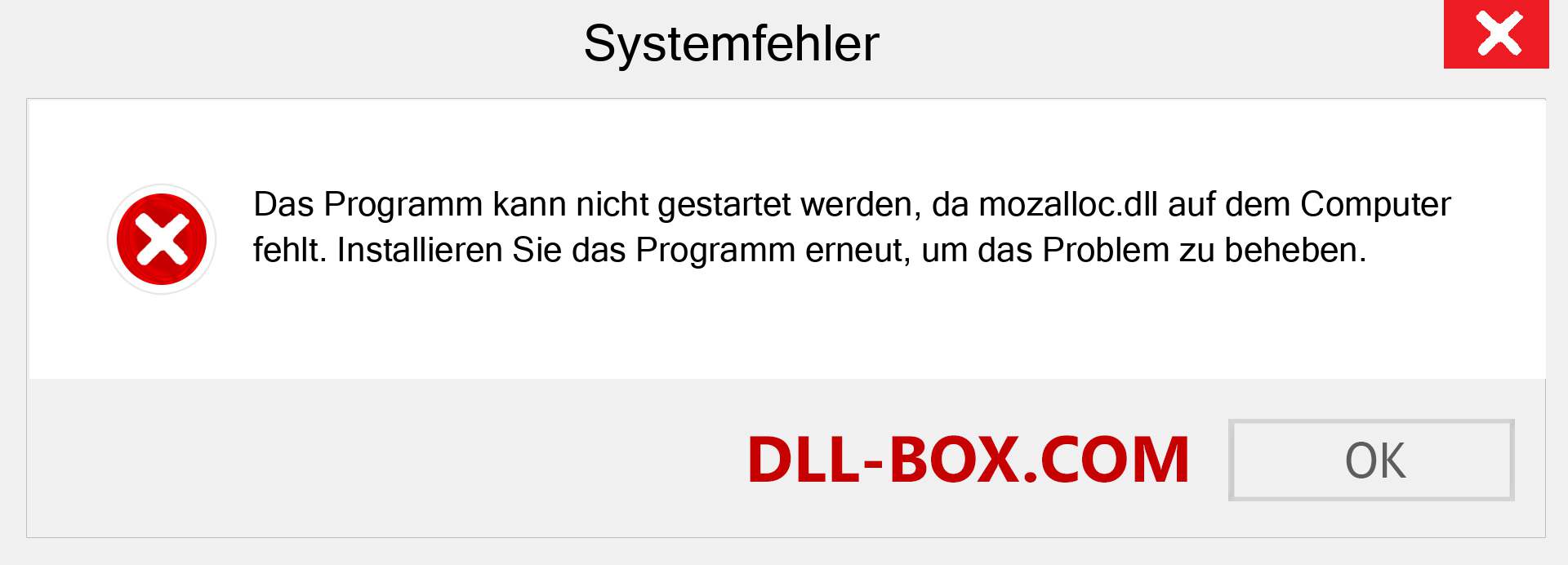 mozalloc.dll-Datei fehlt?. Download für Windows 7, 8, 10 - Fix mozalloc dll Missing Error unter Windows, Fotos, Bildern